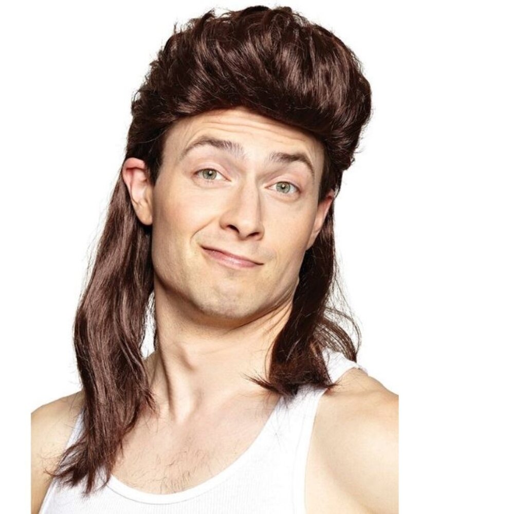 Mullet Nightclub Brown Wig 14+ Halloween Costume Accessory Adult Teen